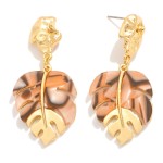 Wholesale metal Acetate Leaf Post Drop Earrings L