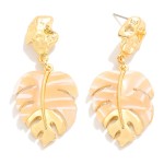 Wholesale metal Acetate Leaf Post Drop Earrings L