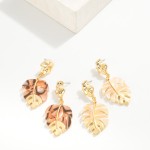 Wholesale metal Acetate Leaf Post Drop Earrings L
