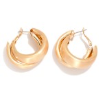Wholesale chunky Layered Brushed Metal Hoop Earrings D
