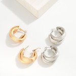 Wholesale chunky Layered Brushed Metal Hoop Earrings D