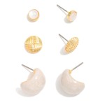 Wholesale set Three Earrings Studs Chunky Glitter Enamel Half Hoop Earrings L