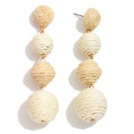 Wholesale linked Raffia Wrapped Balls Post Drop Earrings L