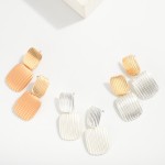 Wholesale textured Linked Meta Square Post Drop Earring L