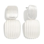 Wholesale textured Linked Meta Square Post Drop Earring L