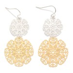 Wholesale metal Linked Filigree Flower Drop Earrings L