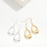 Wholesale textured Metal Hollow Teardrop Drop Earrings Pearl Details L