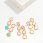 Wholesale linked Pearlescent Circles Drop Earrings Metal Border L