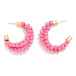 Wholesale layered Wood Beaded Hoop Earring L