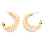 Wholesale layered Wood Beaded Hoop Earring L