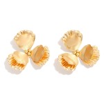 Wholesale metal Textured Flower Drop Earrings L