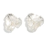 Wholesale metal Textured Flower Drop Earrings L