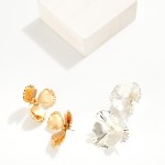 Wholesale metal Textured Flower Drop Earrings L