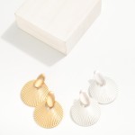 Wholesale metal Linked Ribbed Circle Drop Earring L