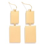 Wholesale linked Metal Rectangles Drop Earrings Textured Edges L