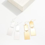 Wholesale linked Metal Rectangles Drop Earrings Textured Edges L