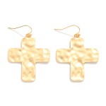 Wholesale hammered Metal Cross Drop Earrings L