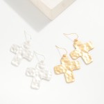 Wholesale hammered Metal Cross Drop Earrings L