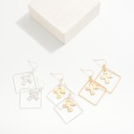 Wholesale nesting Hammered Metal Cross Diamond Drop Earrings L