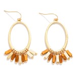 Wholesale wire Oval Drop Earring Square Wood Bead Tassels L