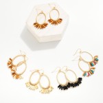 Wholesale wire Oval Drop Earring Square Wood Bead Tassels L