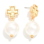 Wholesale metal Linked Hammered Metal Cross Pearl Ball L