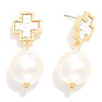 Wholesale metal Linked Hammered Metal Cross Pearl Ball L