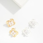 Wholesale metal Clover Drop Earring Pearls L