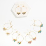Wholesale metal Textured Wire Hoop Droop Earring Rhinestone Details L
