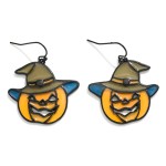 Wholesale stained Glass Jack O Lantern Drop Earrings L