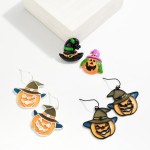 Wholesale stained Glass Jack O Lantern Drop Earrings L
