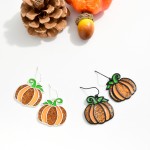 Wholesale stained Glass Glitter Pumpkin Drop Earrings L