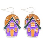 Wholesale stained Glass Glitter Haunted House Drop Earrings L