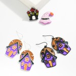 Wholesale stained Glass Glitter Haunted House Drop Earrings L