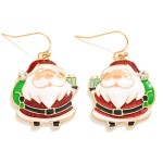 Wholesale enamel Santa Claus Drop Earrings Glitter Rhinestone Details L
