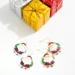 Wholesale enamel Santa Claus Drop Earrings Glitter Rhinestone Details L
