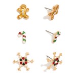 Wholesale set Three Christmas Stud Earrings Glitter Rhinestone Details L