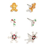 Wholesale set Three Christmas Stud Earrings Glitter Rhinestone Details L