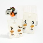 Wholesale set Three Enamel Halloween Stud Earrings Glitter Details L