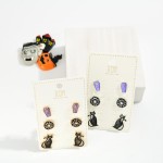 Wholesale set Three Enamel Halloween Stud Earrings Glitter Details L