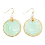 Wholesale circular Shell Drop Earrings Pearl Detail L