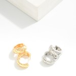 Wholesale quilted Metal Huggie Hoop Earrings D