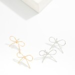 Wholesale textured Metal Bow Drop Earrings L