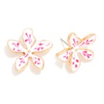Wholesale enamel Flower Drop Earrings Paint Brush Details L