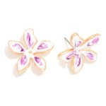 Wholesale enamel Flower Drop Earrings Paint Brush Details L