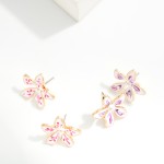Wholesale enamel Flower Drop Earrings Paint Brush Details L