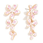 Wholesale linked Enamel Flowers Drop Earrings Paint Brush Details L