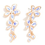 Wholesale linked Enamel Flowers Drop Earrings Paint Brush Details L