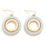 Wholesale brushed Metal Layered Circles Drop Earrings L
