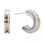 Do Everything In Love Metal Double Tone Hoop Earring 

- Brass Base
- Hypoallergenic
-Gold Dipped
- Made In Korea
- Approximately .5" L